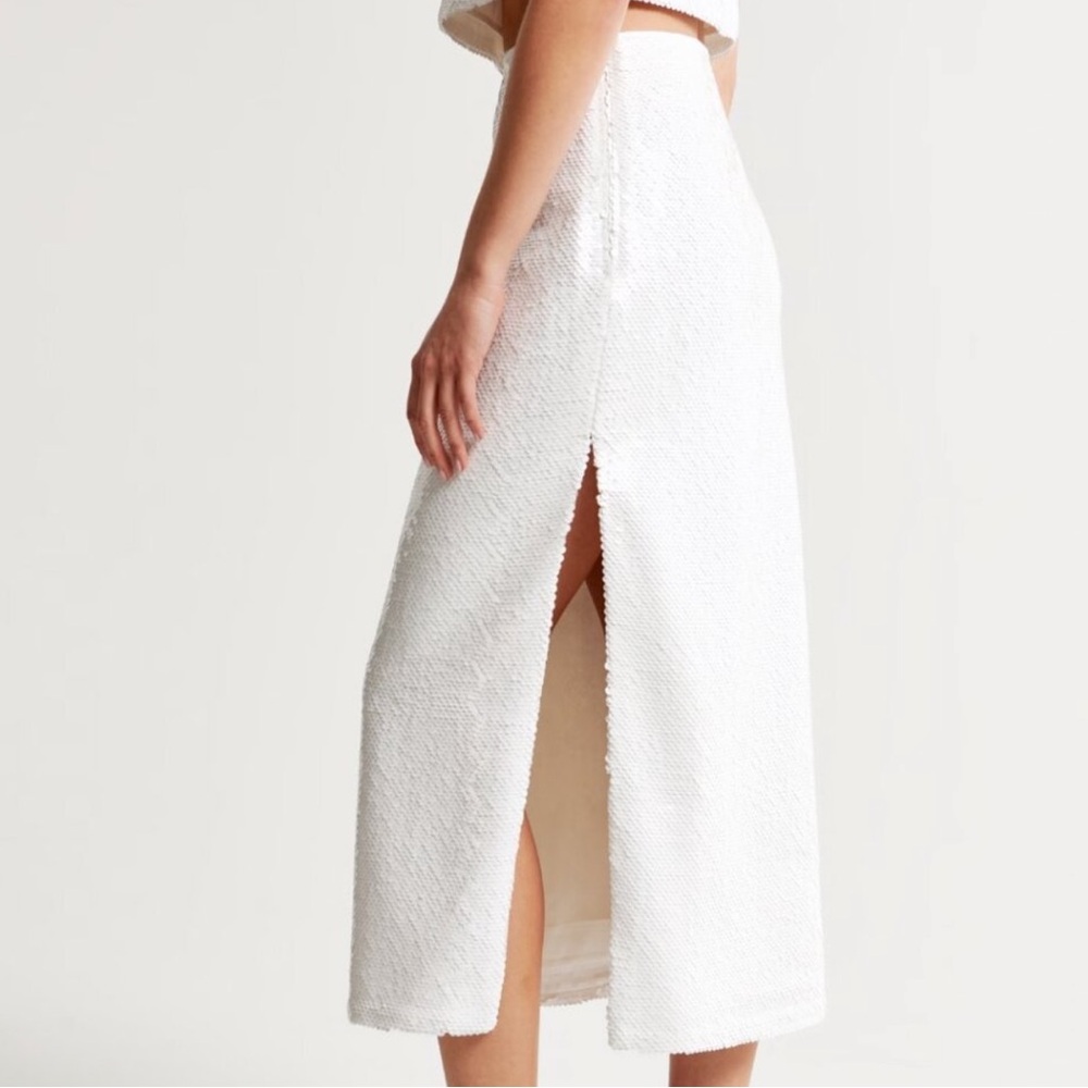 Sequin White Maxi Skirt - Abercrombie and Fitch